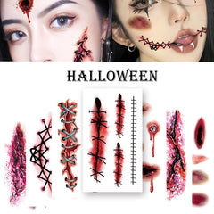 20 Blatt Halloween Narben Tattoos – Realistische Blutig Wunde, Fake Nähte & Blutadern Aufkleber für Gesicht | Zombie, Vampir & Horror Make-up für Erwachsene