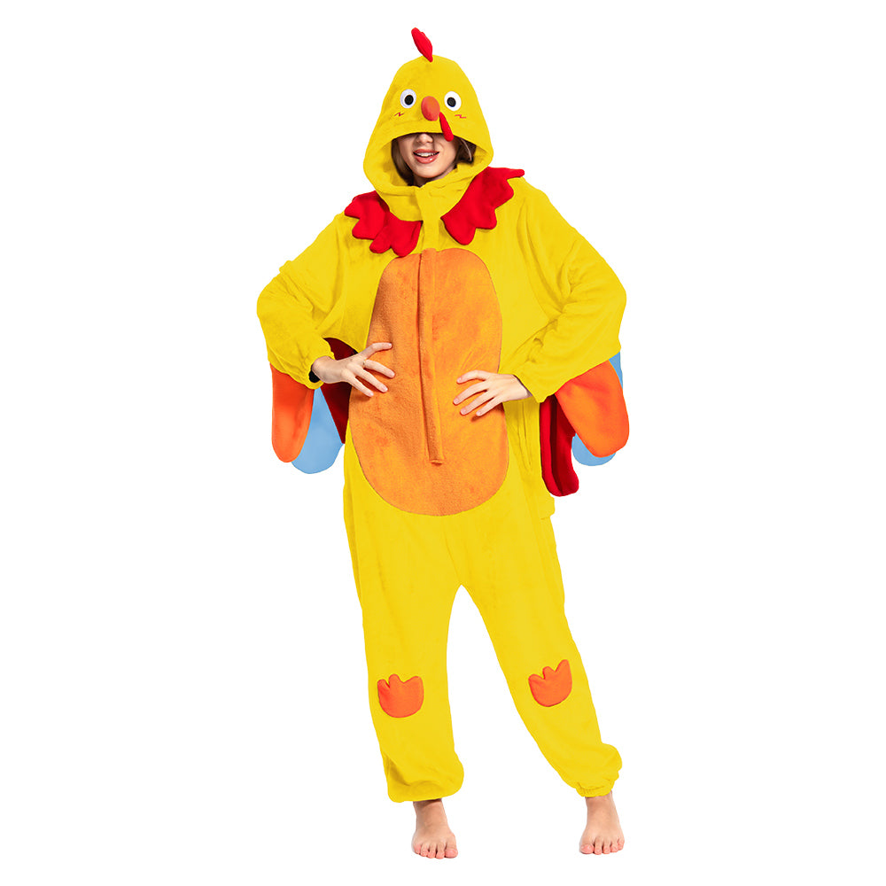 Erwachsene Unisex Gelber Truthahn Tier kostüm grün Schlafanzug einteiliger Pyjama