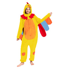 Erwachsene Unisex Gelber Truthahn Tier kostüm grün Schlafanzug einteiliger Pyjama