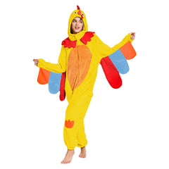 Erwachsene Unisex Gelber Truthahn Tier kostüm grün Schlafanzug einteiliger Pyjama