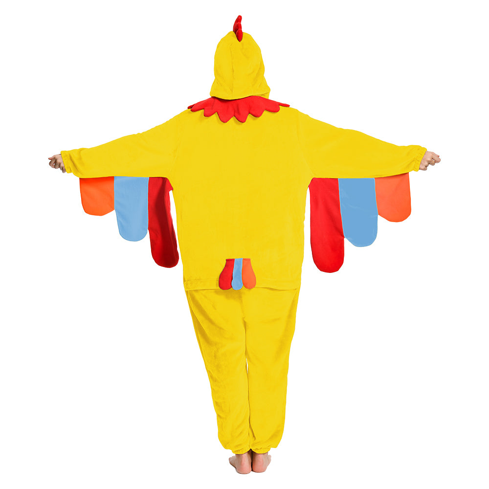 Erwachsene Unisex Gelber Truthahn Tier kostüm grün Schlafanzug einteiliger Pyjama