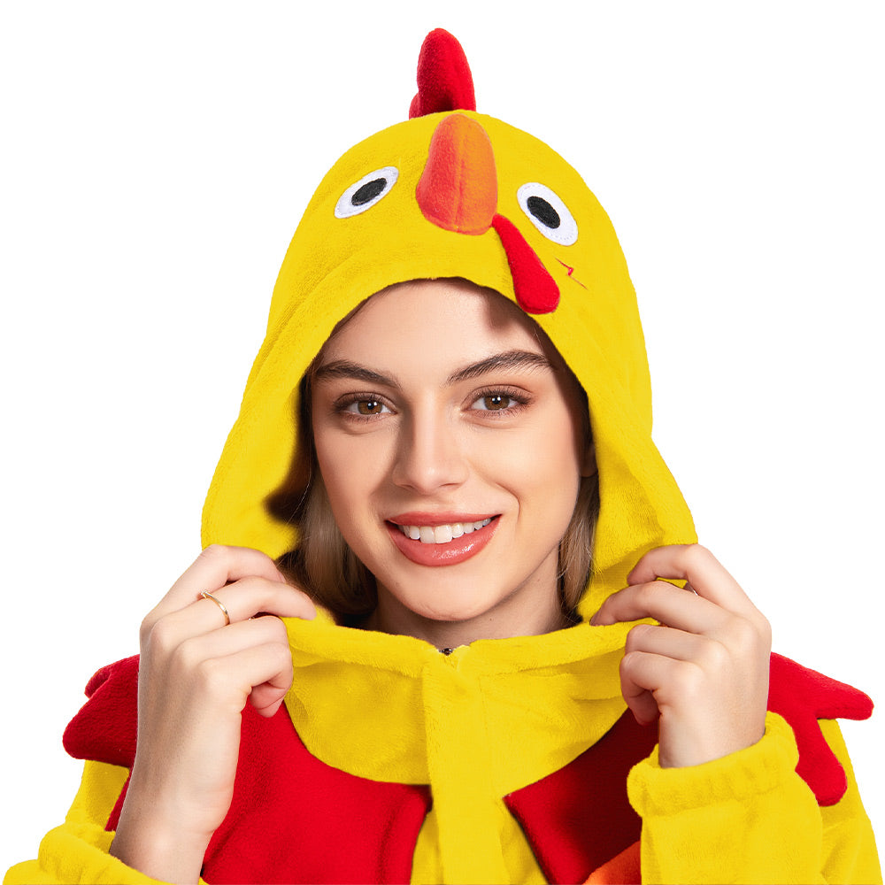 Erwachsene Unisex Gelber Truthahn Tier kostüm grün Schlafanzug einteiliger Pyjama