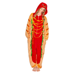 Erwachsene Unisex Hotdog kostüm grün Schlafanzug einteiliger Pyjama