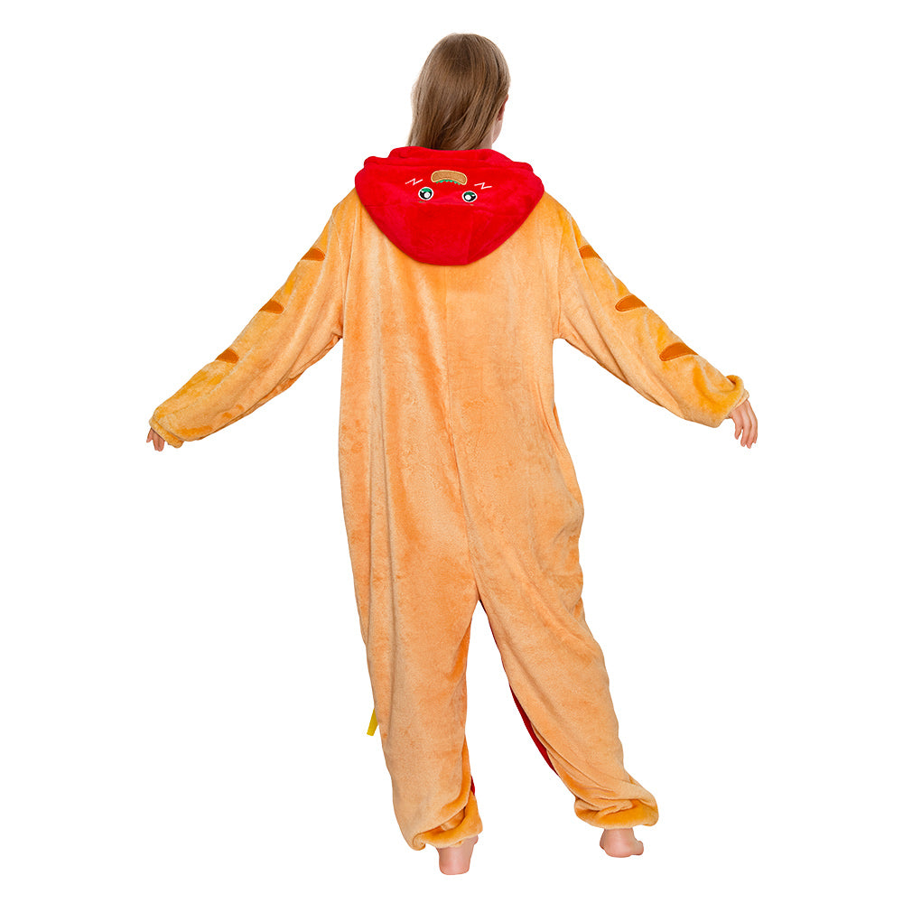 Erwachsene Unisex Hotdog kostüm grün Schlafanzug einteiliger Pyjama