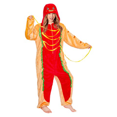 Erwachsene Unisex Hotdog kostüm grün Schlafanzug einteiliger Pyjama