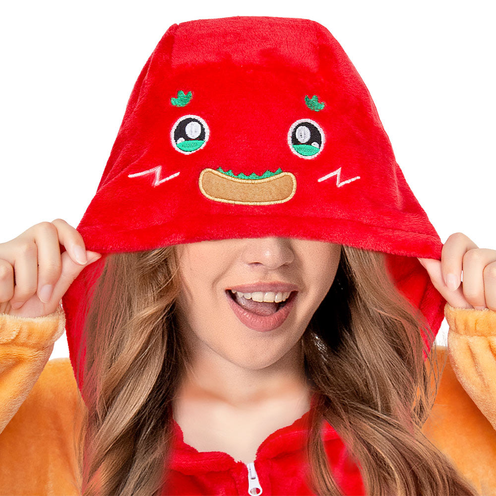 Erwachsene Unisex Hotdog kostüm grün Schlafanzug einteiliger Pyjama