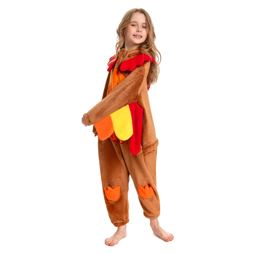 Kinder Truthahn Tierkostüm Schlafanzug einteiliger Pyjama Bademäntel für Erwachsene unisex Thanksgiving
