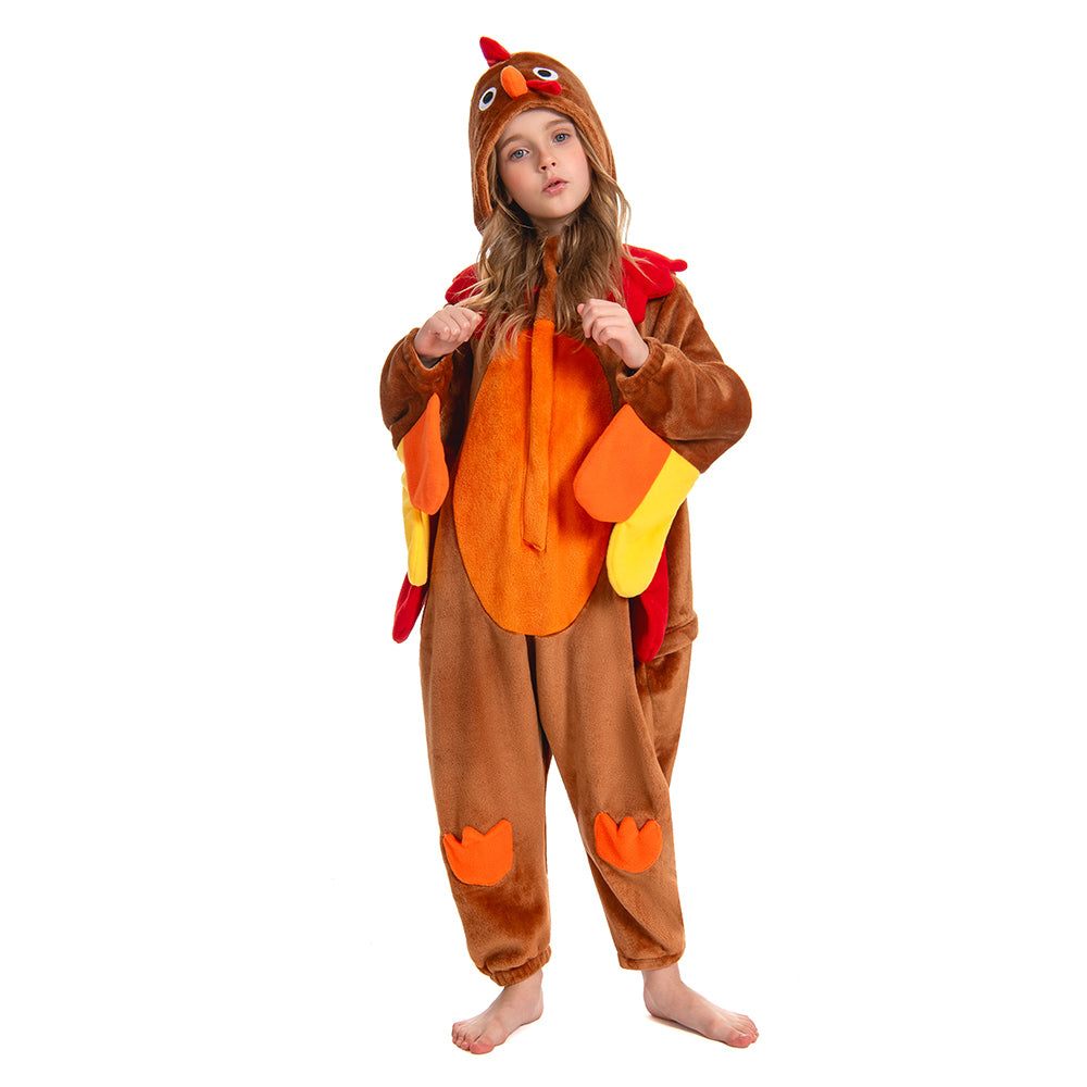 Kinder Truthahn Tierkostüm Schlafanzug einteiliger Pyjama Bademäntel für Erwachsene unisex Thanksgiving
