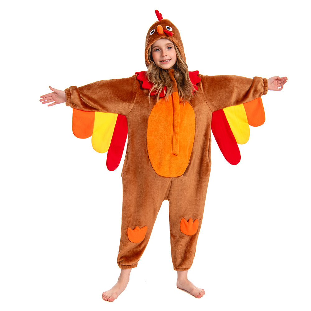 Kinder Truthahn Tierkostüm Schlafanzug einteiliger Pyjama Bademäntel für Erwachsene unisex Thanksgiving