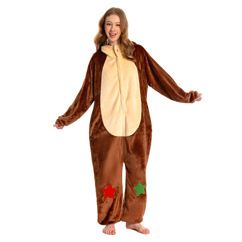 Unisex Erwachsene Familienpyjamas Weihnachten - Schneemann, Rentier Weihnachtsmann Schlafanzug einteiliger Pyjama