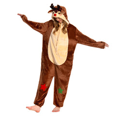 Unisex Erwachsene Familienpyjamas Weihnachten - Schneemann, Rentier Weihnachtsmann Schlafanzug einteiliger Pyjama