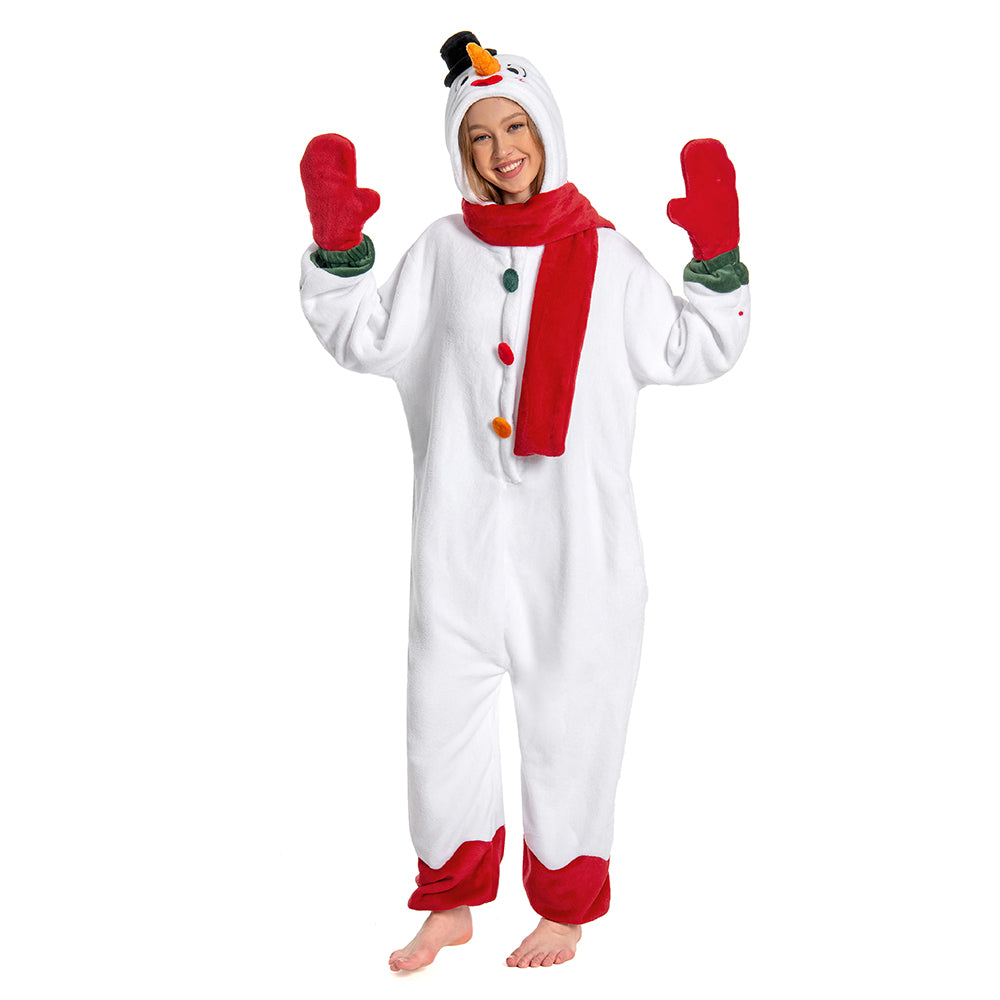 Unisex Erwachsene Familienpyjamas Weihnachten - Schneemann, Rentier Weihnachtsmann Schlafanzug einteiliger Pyjama