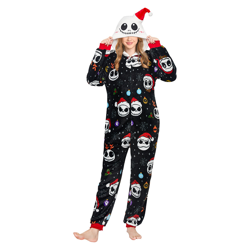 Erwachsene Unisex Jack Skellington Kostüm Schlafanzug Halloween Karneval Outfit