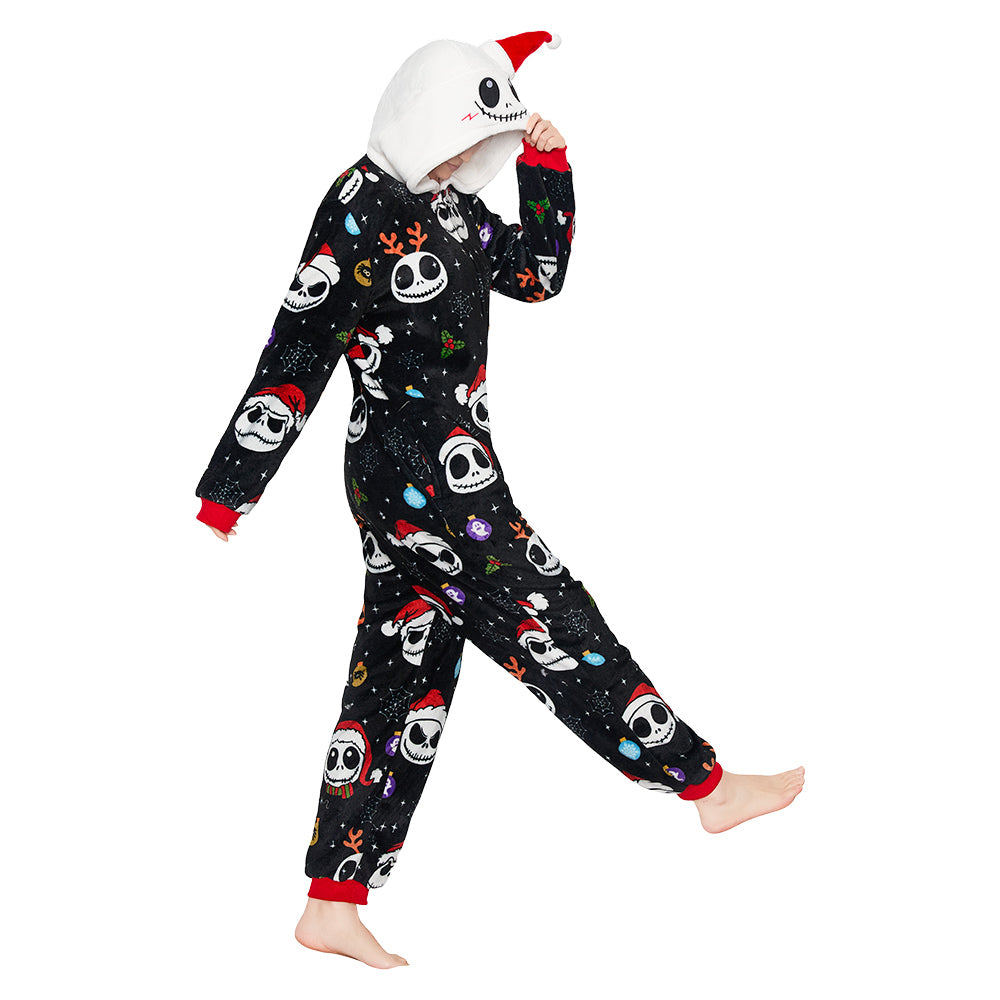 Erwachsene Unisex Jack Skellington Kostüm Schlafanzug Halloween Karneval Outfit