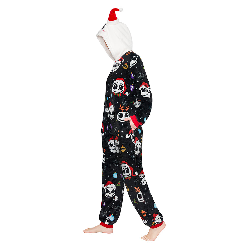 Erwachsene Unisex Jack Skellington Kostüm Schlafanzug Halloween Karneval Outfit