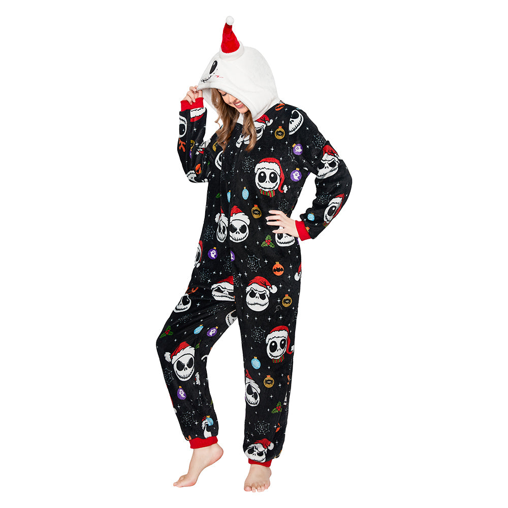 Erwachsene Unisex Jack Skellington Kostüm Schlafanzug Halloween Karneval Outfit