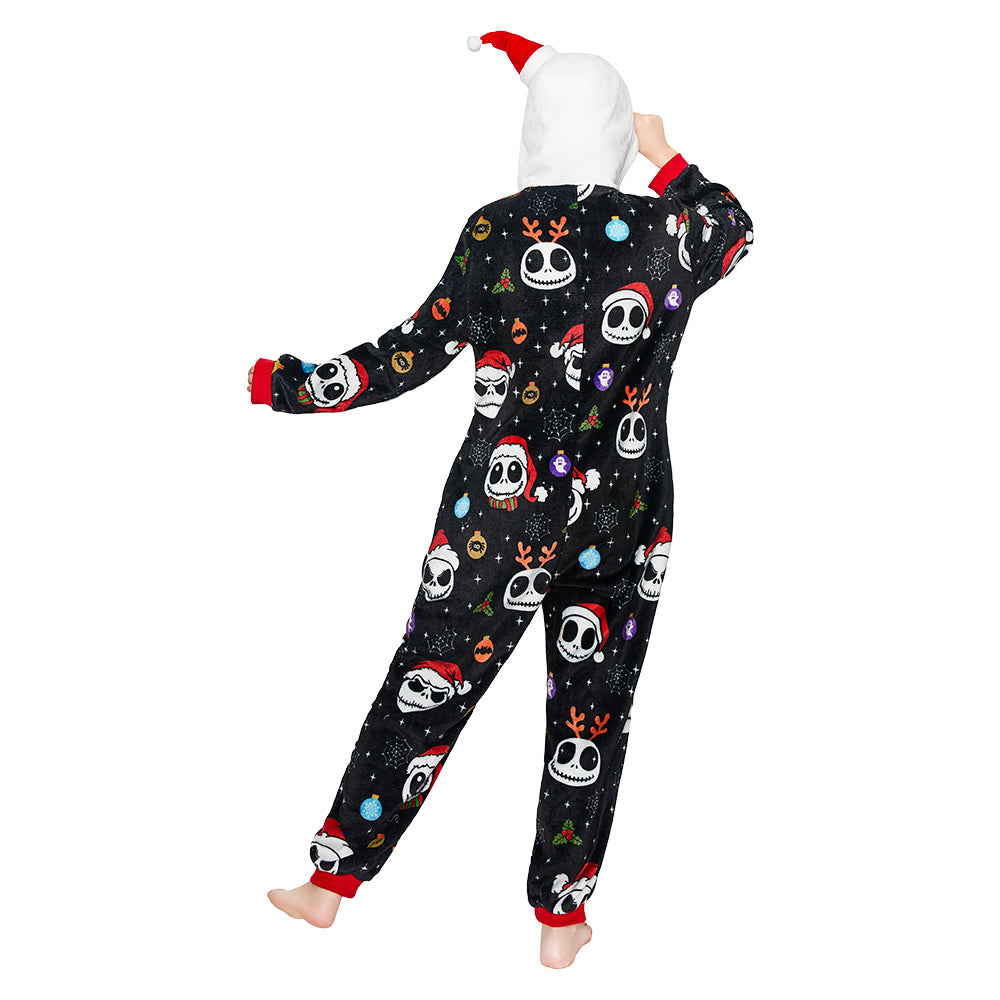 Erwachsene Unisex Jack Skellington Kostüm Schlafanzug Halloween Karneval Outfit