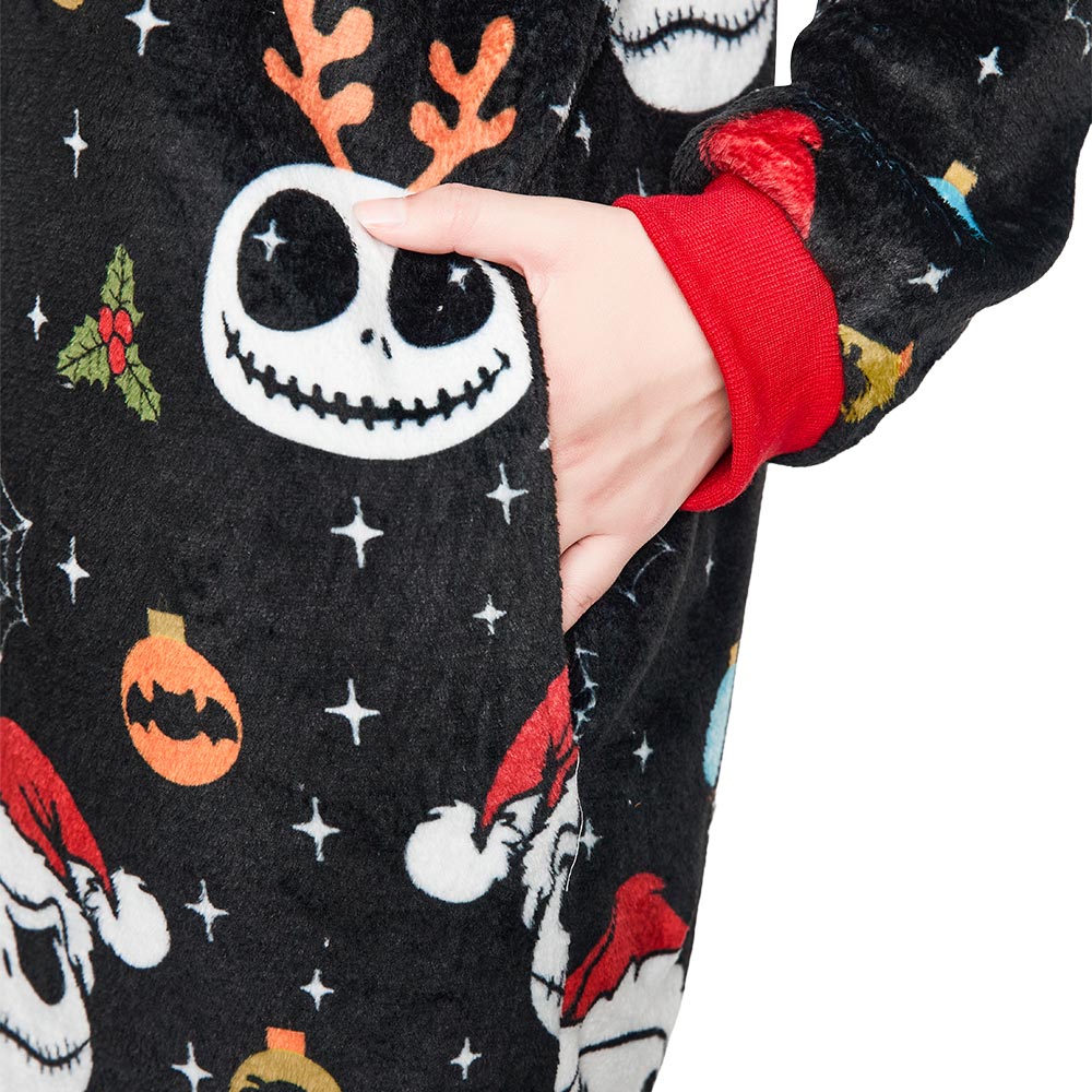 Erwachsene Unisex Jack Skellington Kostüm Schlafanzug Halloween Karneval Outfit