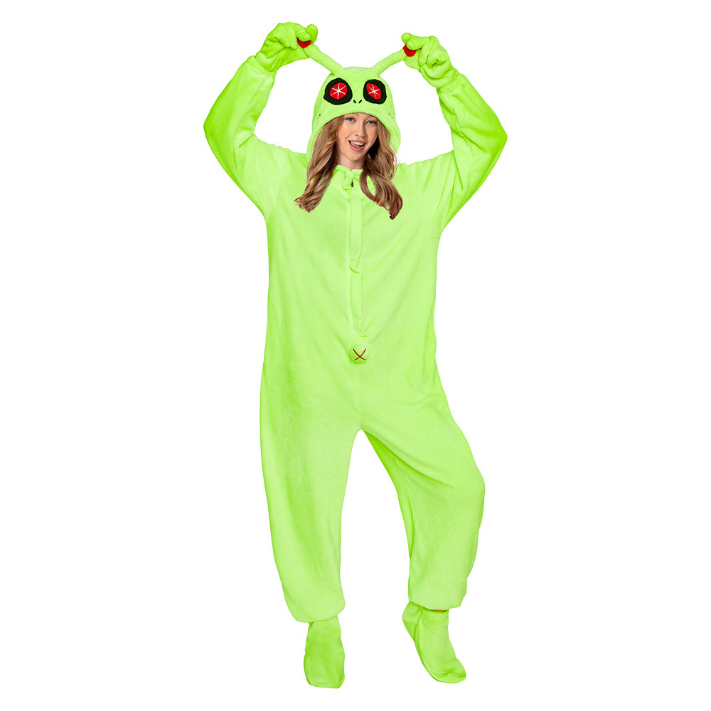 Erwachsene Unisex Aliens kostüm grün Schlafanzug einteiliger Pyjama