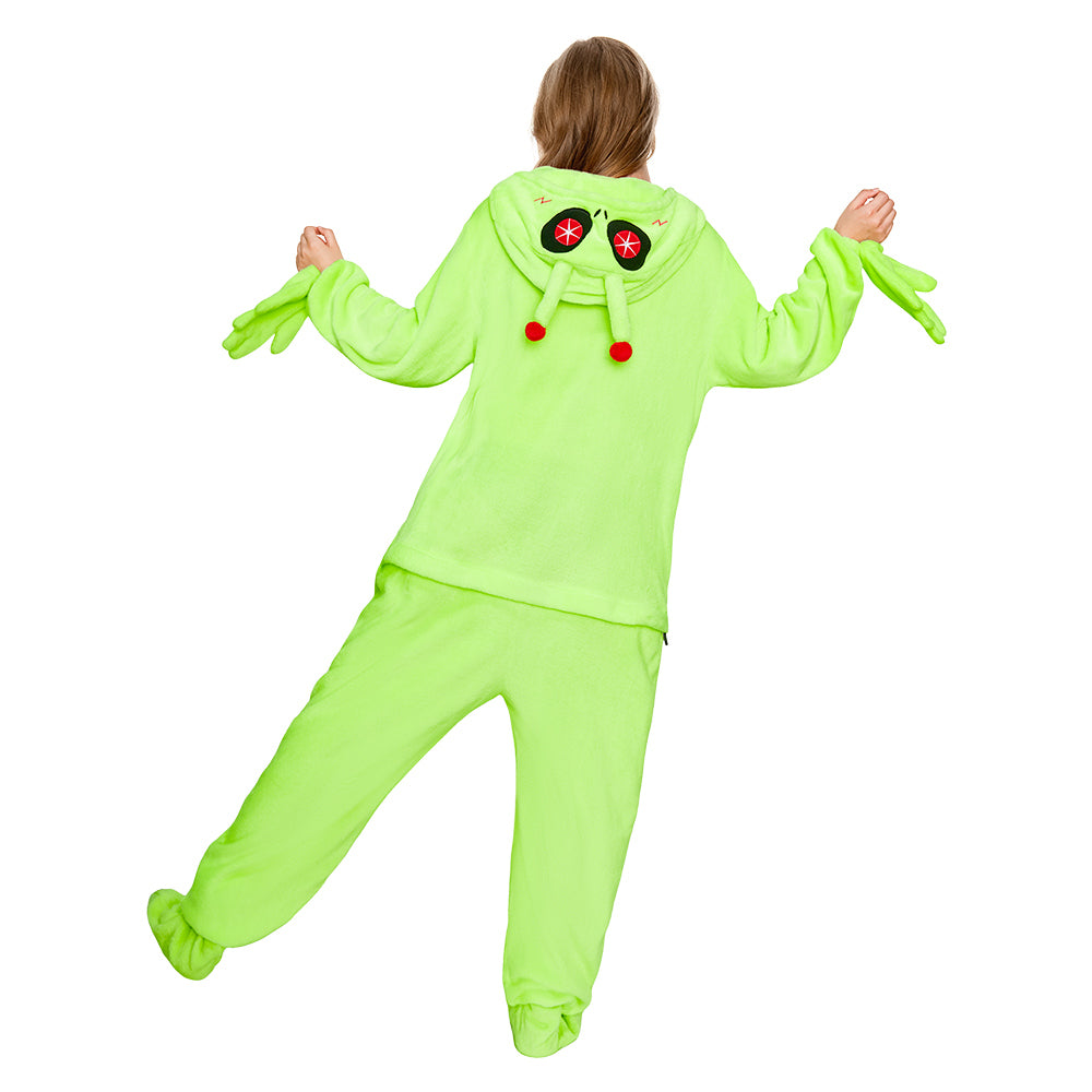 Erwachsene Unisex Aliens kostüm grün Schlafanzug einteiliger Pyjama