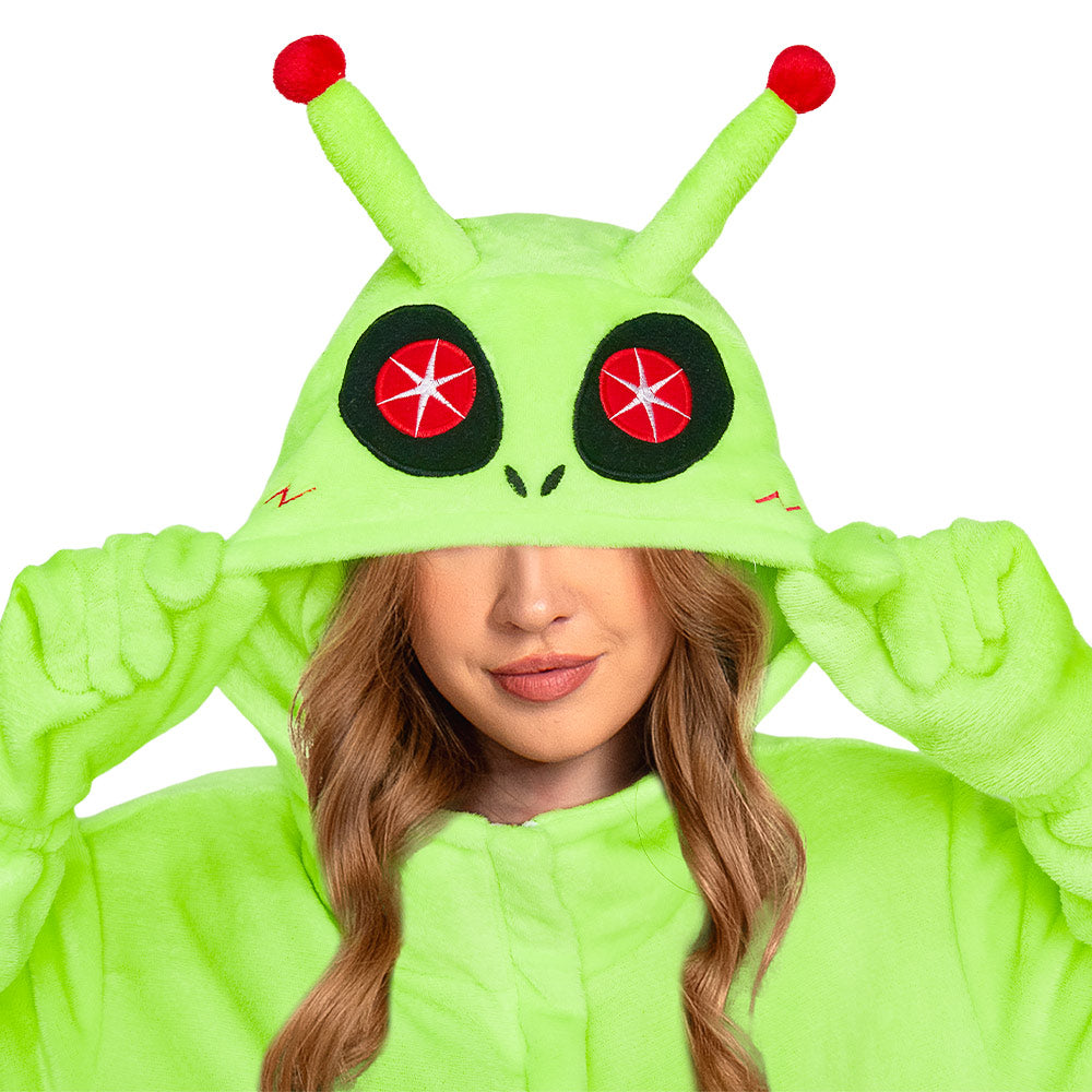 Erwachsene Unisex Aliens kostüm grün Schlafanzug einteiliger Pyjama