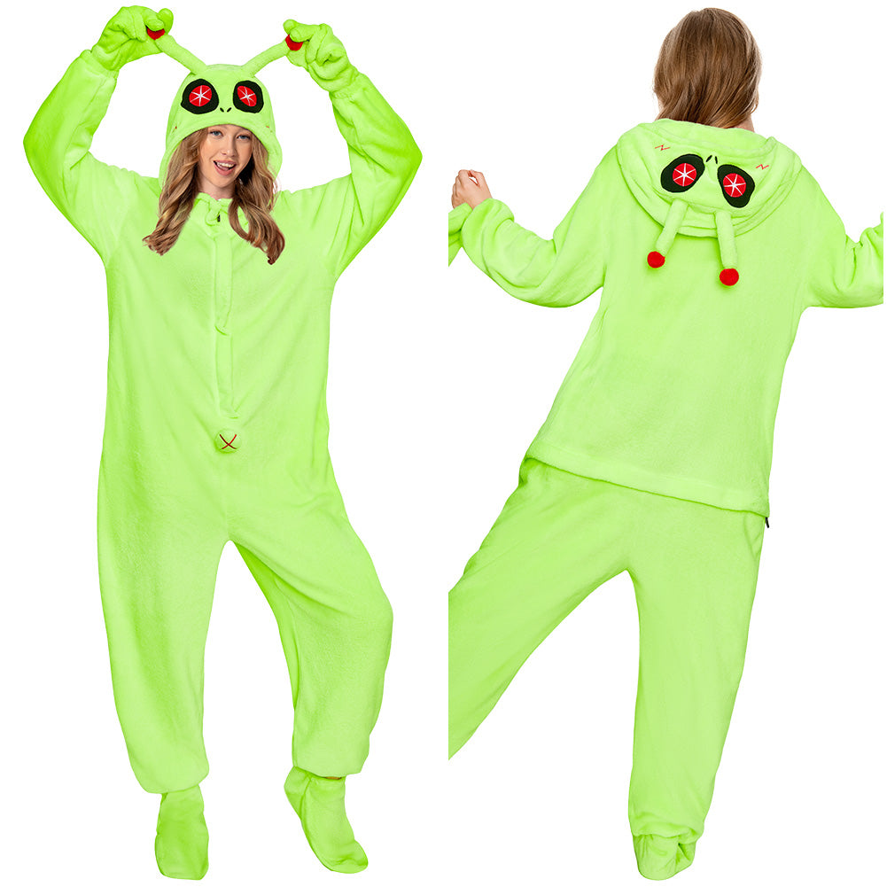Erwachsene Unisex Aliens kostüm grün Schlafanzug einteiliger Pyjama