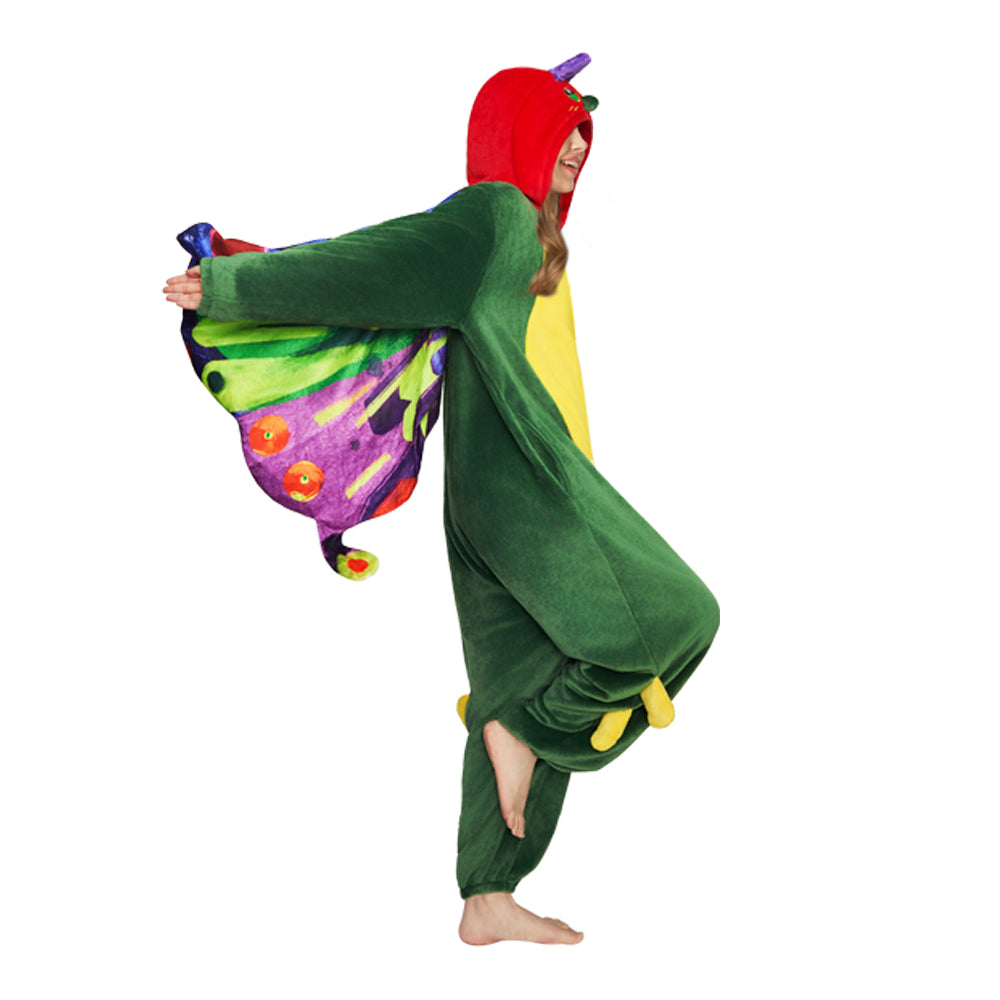 Erwachsene Unisex Schmetterling Tier kostüm grün Schlafanzug einteiliger Pyjama