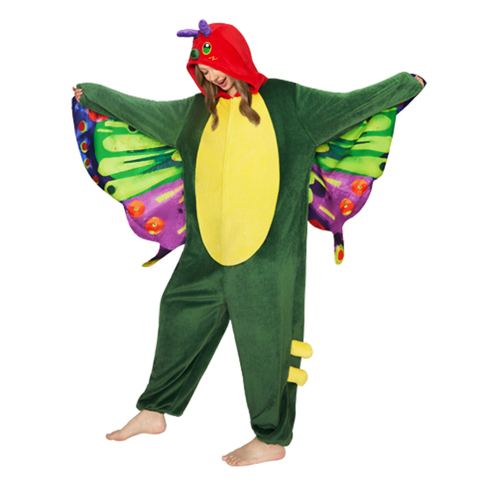 Erwachsene Unisex Schmetterling Tier kostüm grün Schlafanzug einteiliger Pyjama