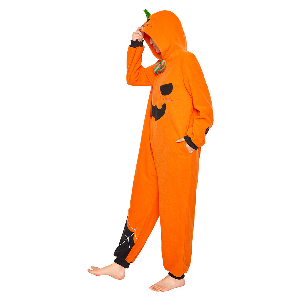 Erwachsene Unisex Schlafanzug Kürbis einteiliger Pyjama Halloween