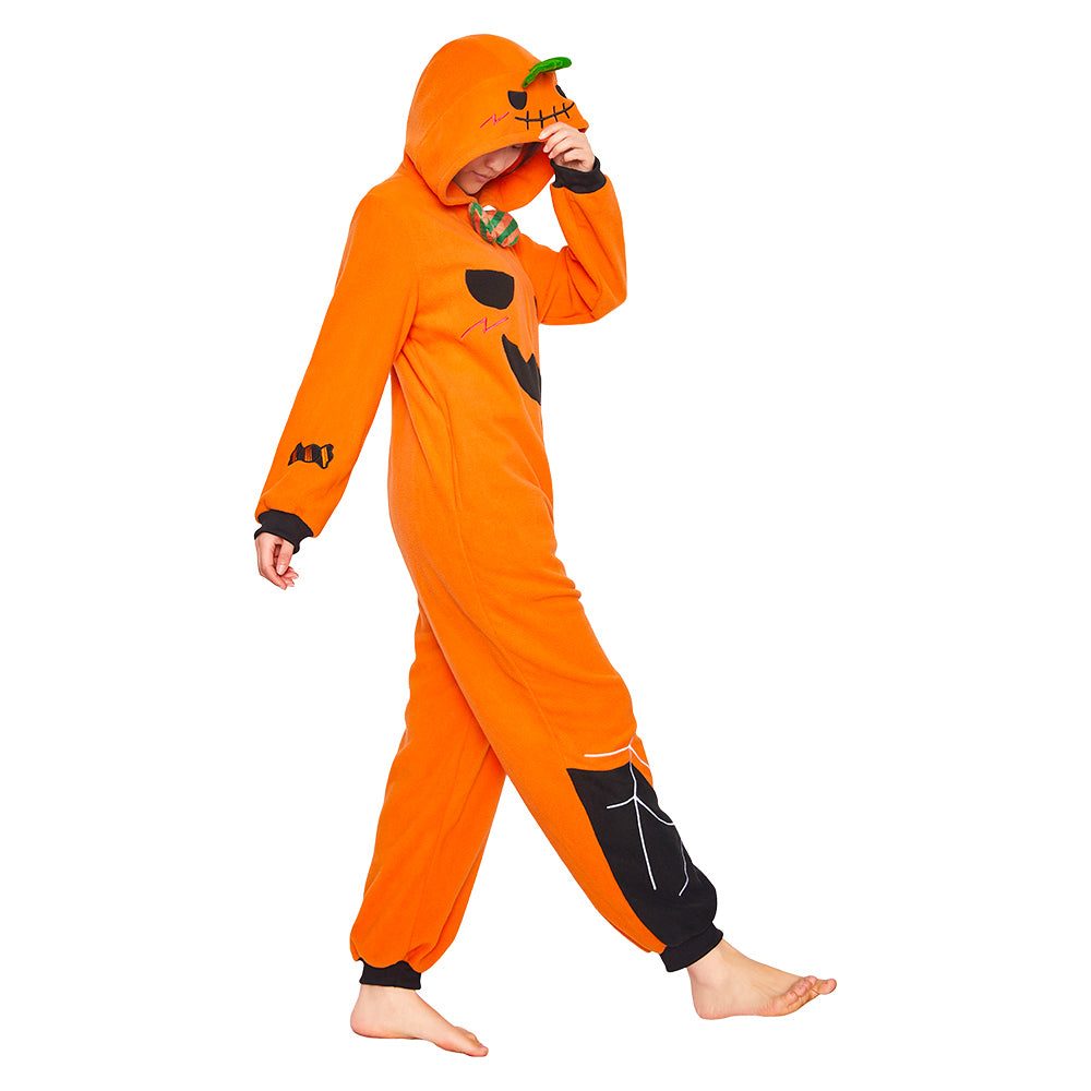 Erwachsene Unisex Schlafanzug Kürbis einteiliger Pyjama Halloween