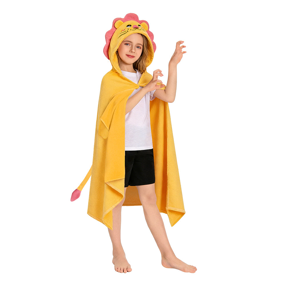 Kinder Strandtuch mit Kapuze: Dinosaurier, Capybara, Löwe, Elefant Tierkostüm Sommer Robe