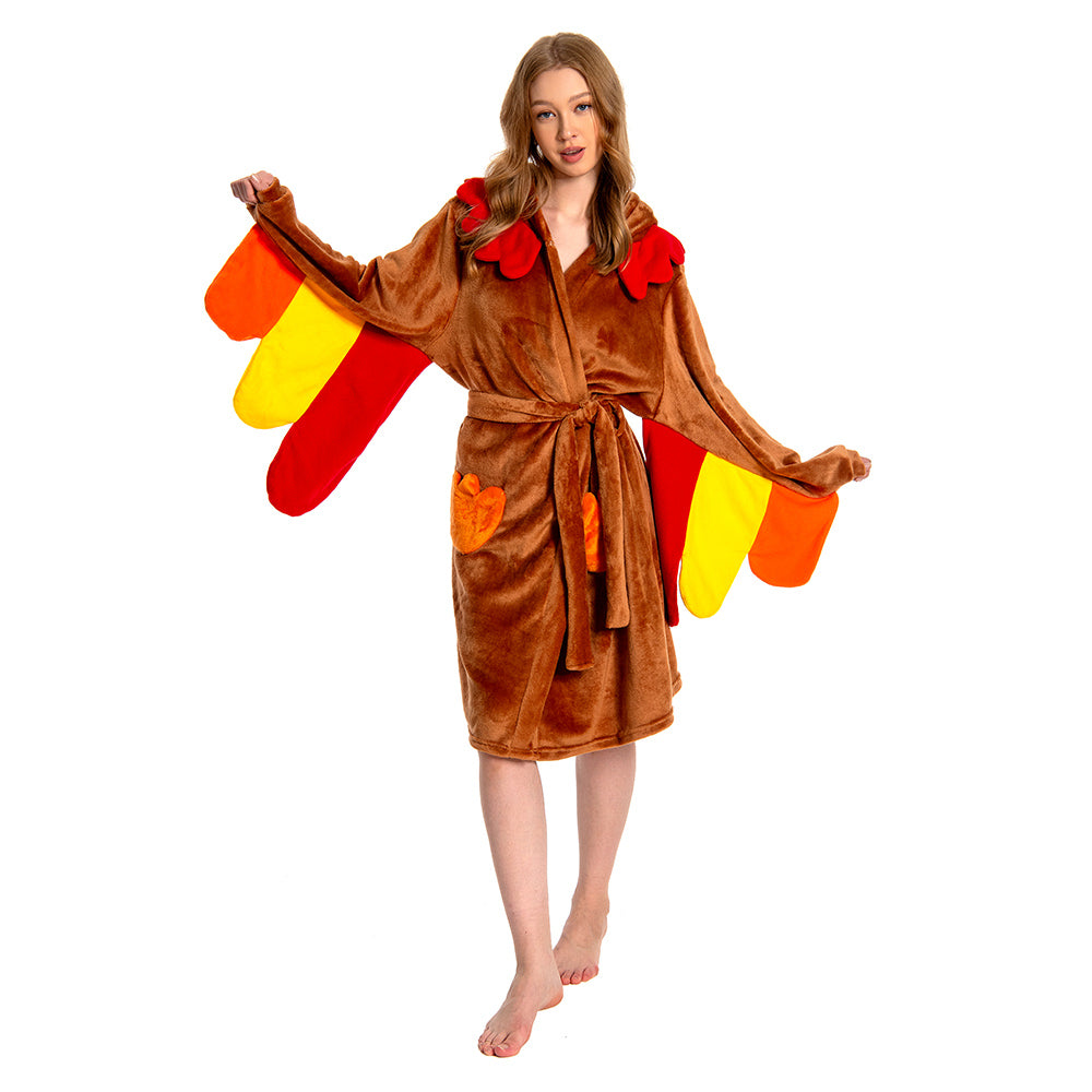 Kinder Truthahn Tierkostüm Schlafanzug einteiliger Pyjama Bademäntel für Erwachsene unisex Thanksgiving