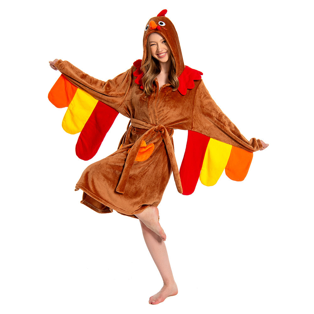 Kinder Truthahn Tierkostüm Schlafanzug einteiliger Pyjama Bademäntel für Erwachsene unisex Thanksgiving