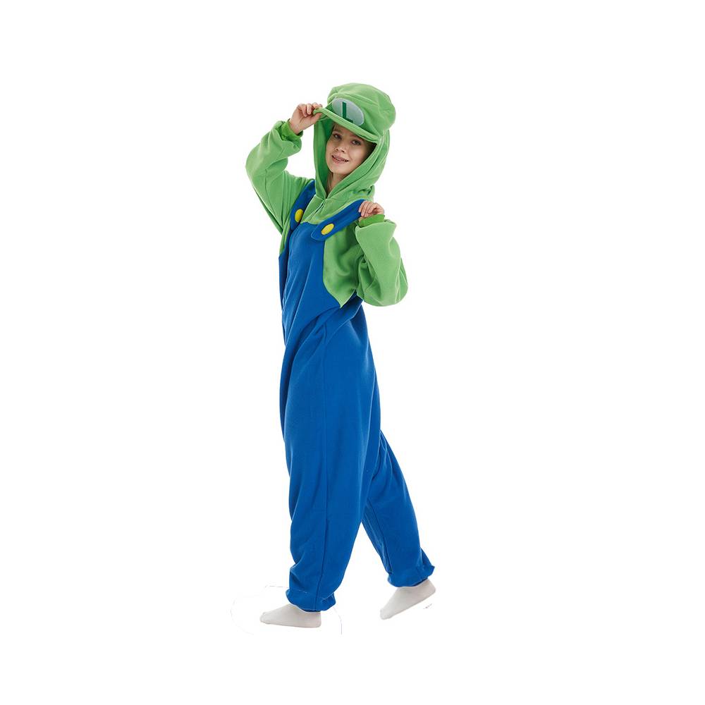 Erwachsene Super Mario Mario Cosplay Jumpsuit mit Kapuze