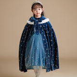 Mädchen Frozen Prinzessin Elsa Kleid Umhang Cosplay Kostüm Halloween Karneval