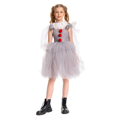 Kinder Mädchen  Pennywise Cosplay Kostüm Halloween Karneval Kleid
