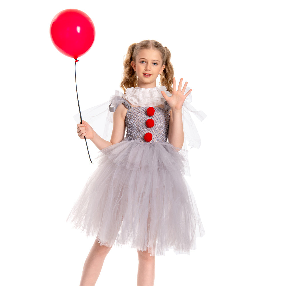 Kinder Mädchen  Pennywise Cosplay Kostüm Halloween Karneval Kleid