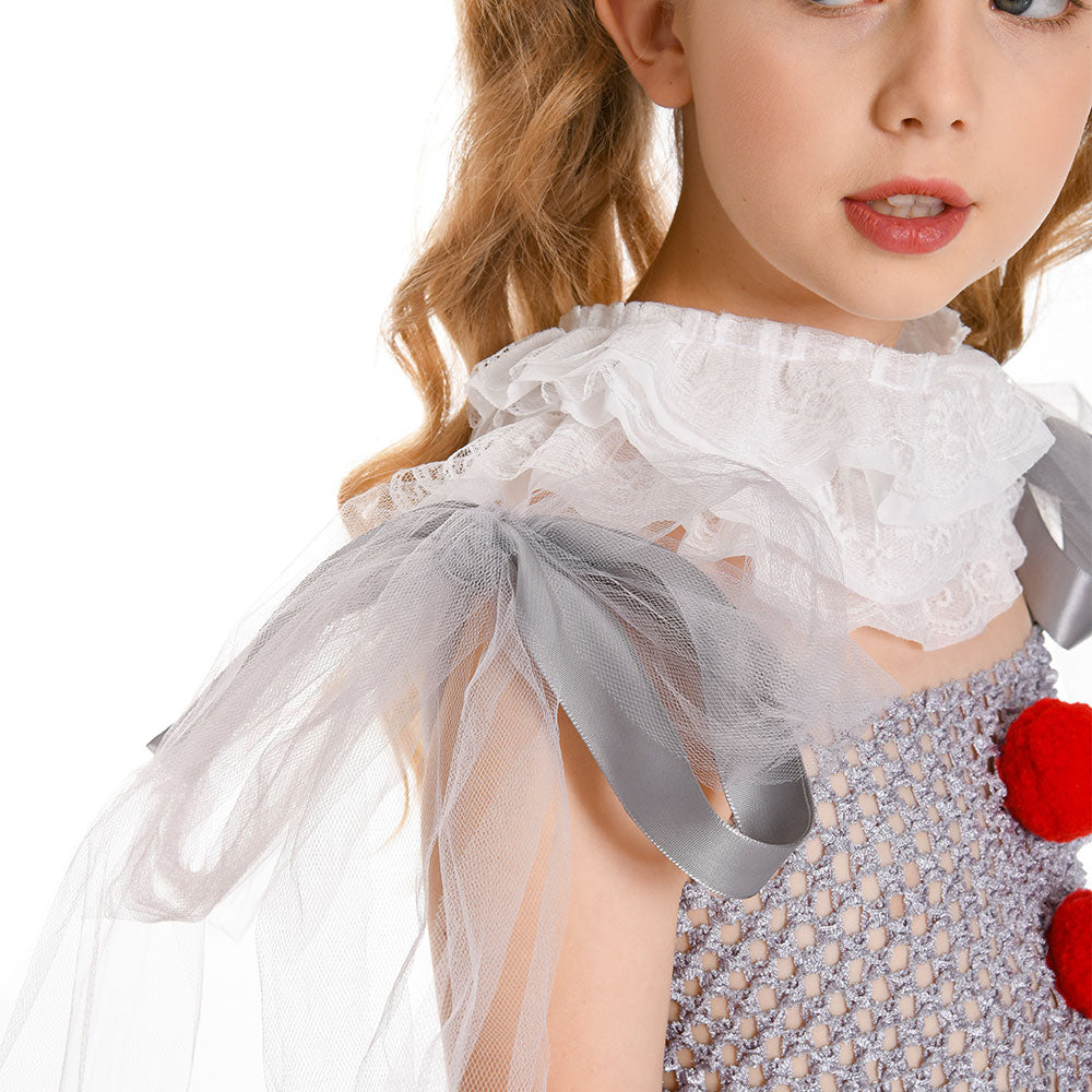 Kinder Mädchen  Pennywise Cosplay Kostüm Halloween Karneval Kleid
