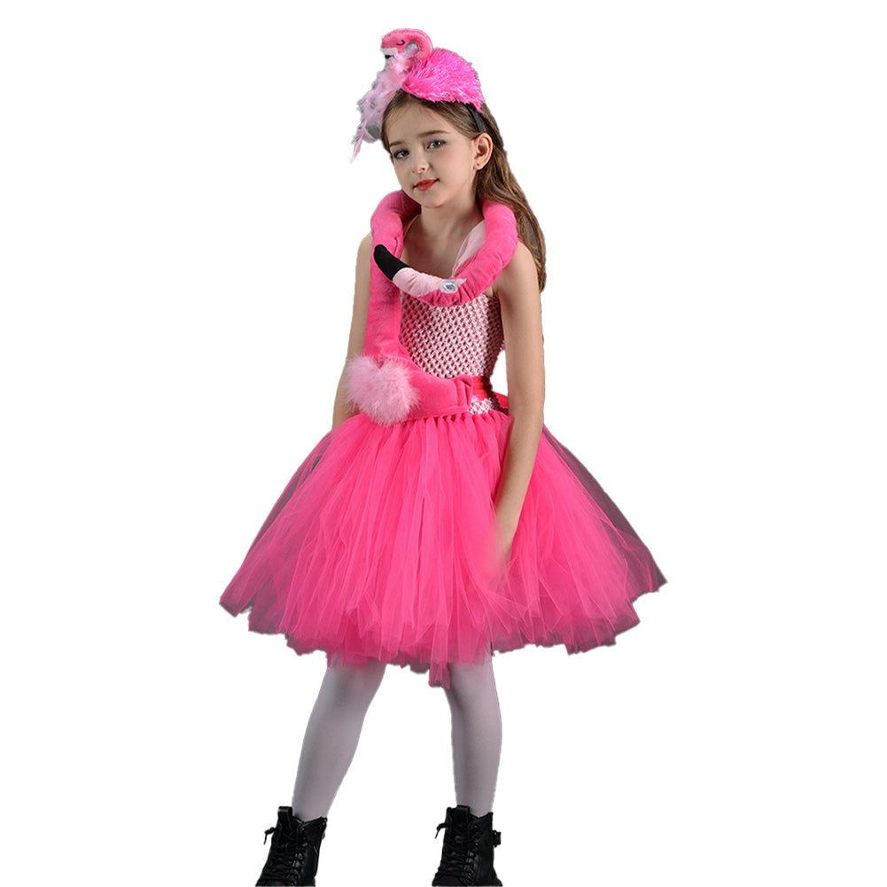 Kinder Mädchen tutu Kleid  Flamingo Cosplay Kostüm Outfits Halloween Karneval Anzug