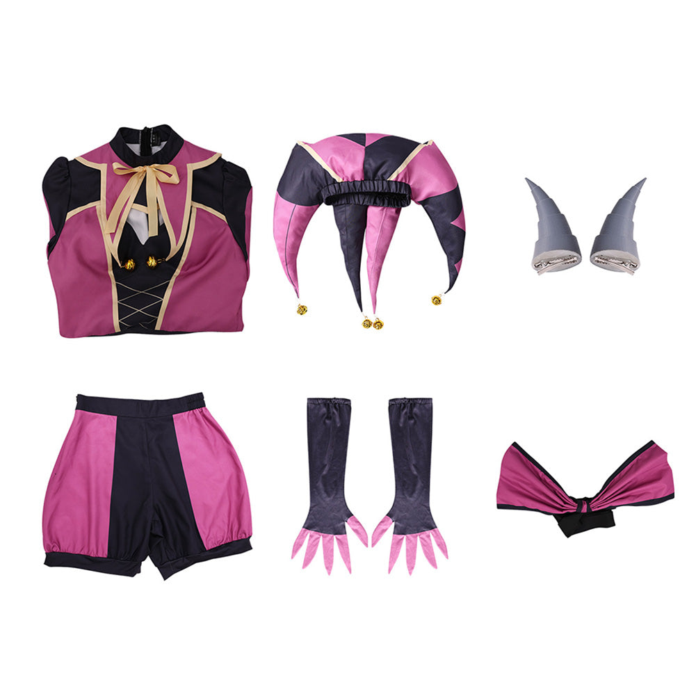 Damen Columbina The Freak Circus Kostüm Joker Halloween Karneval Cosplay Clown-Outfit
