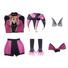 Damen Columbina The Freak Circus Kostüm Joker Halloween Karneval Cosplay Clown-Outfit