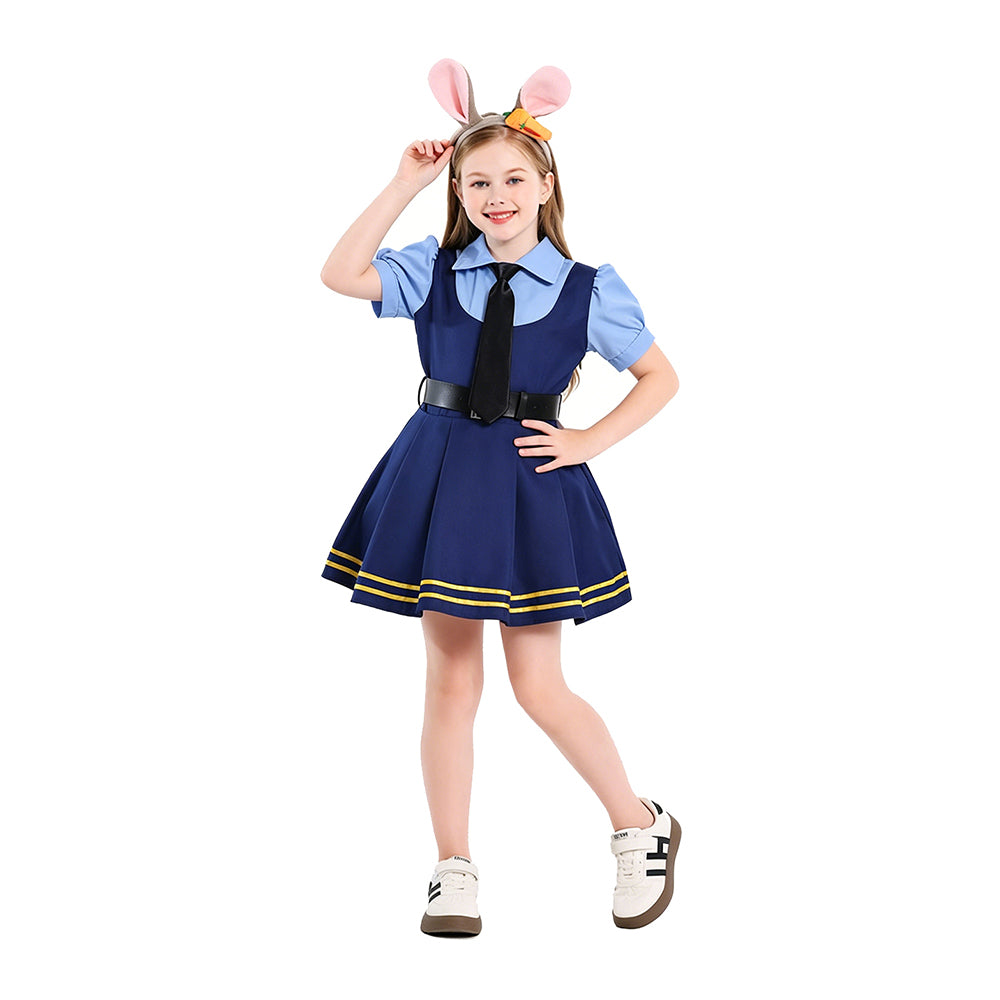 Kinder Mädchen Zootopia‌ Judy Hopps Kleid Cosplay Halloween Karneval Kostüm