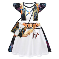 Kinder Mädchen Kpop Demon Hunters Mira Cosplay Kleid Tasch Halloween Karneval Party Anzug