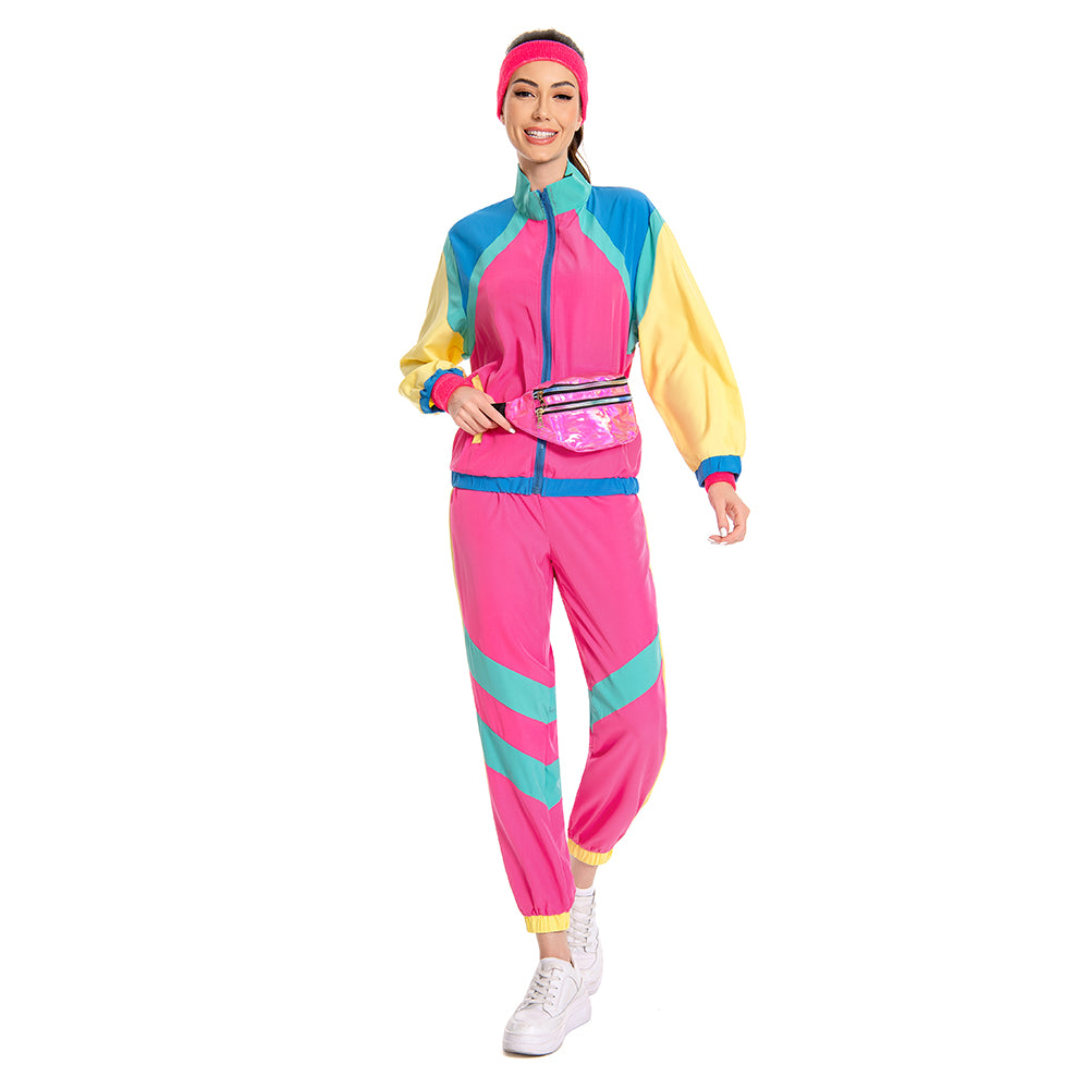 80er Retro Disco Kostüme Halloween Damen Halloween Karneval Trainingsanzug