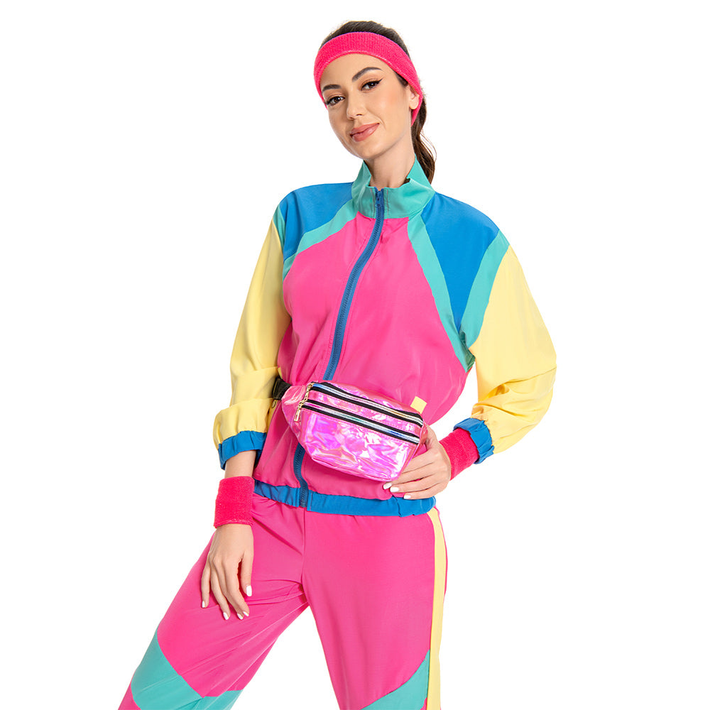 80er Retro Disco Kostüme Halloween Damen Halloween Karneval Trainingsanzug