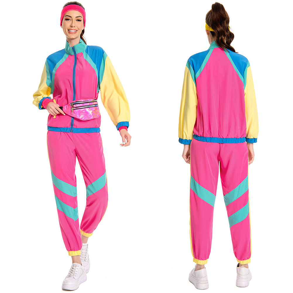 80er Retro Disco Kostüme Halloween Damen Halloween Karneval Trainingsanzug