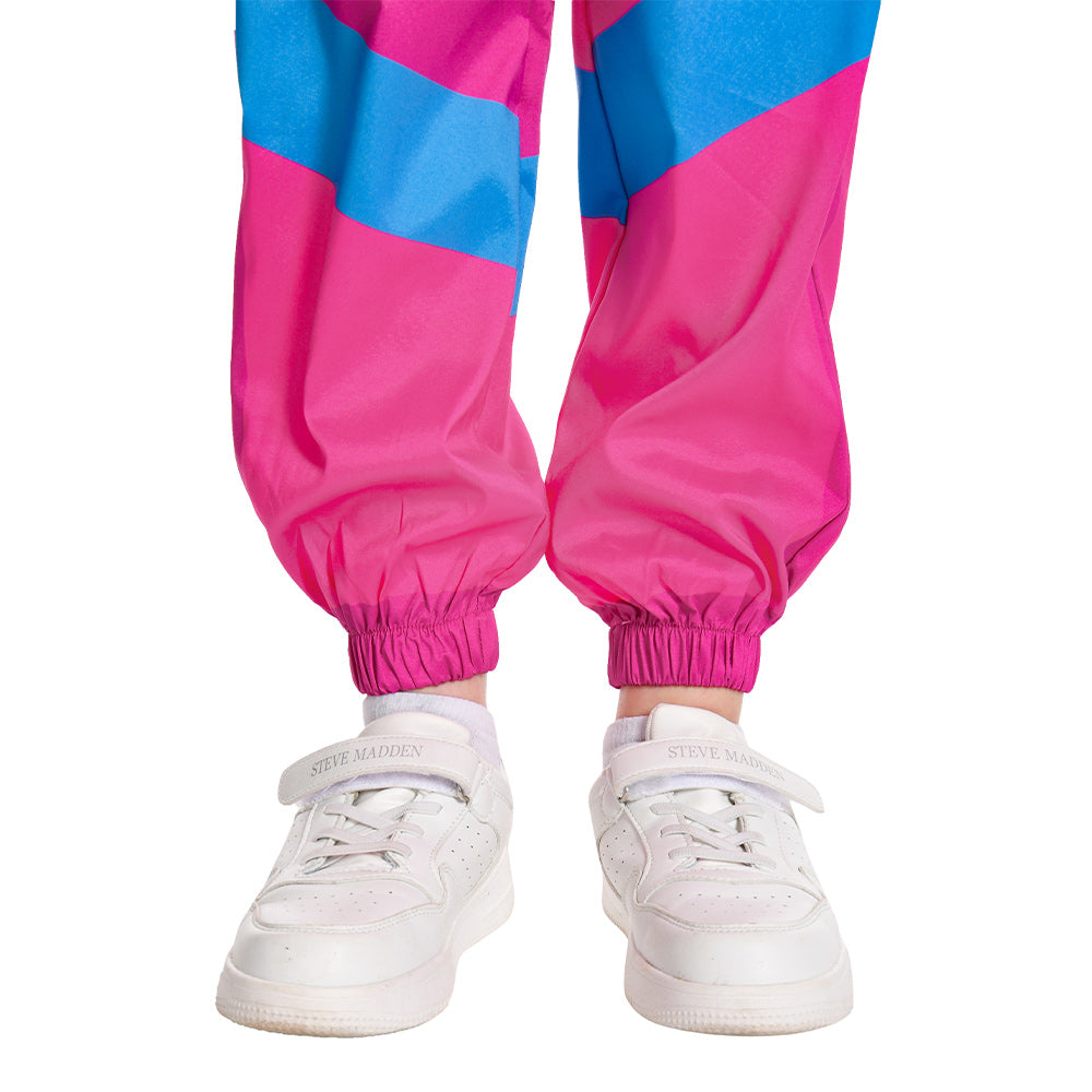 Kinder Bühnenkostüm Rosa Retro Tanzkleidung Sportbekleidung Set Outfits Halloween Karneval Anzug