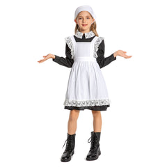 Kinder Mädchen Thanksgiving 17. Jahrhundert Kolonialstil Pilger Hirtenmädchen Kleid Cosplay Kostüm Outfits Halloween Karneval Anzug