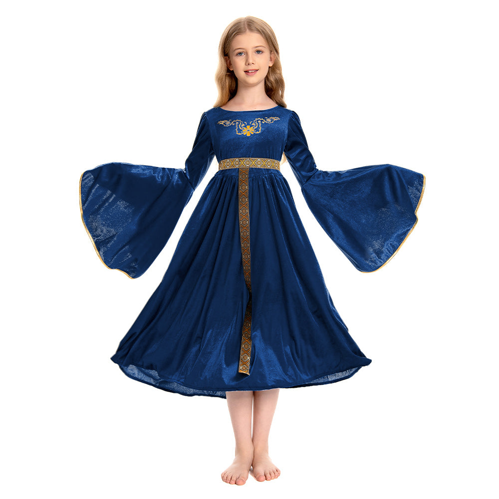 Kinder Mädchen blau Retro Mittelalterliches Palast Prinzessin Kleid Cosplay Kostüm Outfits Halloween Karneval Anzug