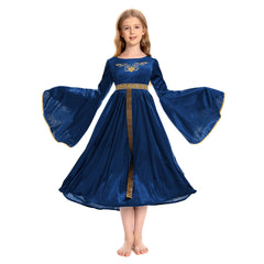 Kinder Mädchen blau Retro Mittelalterliches Palast Prinzessin Kleid Cosplay Kostüm Outfits Halloween Karneval Anzug